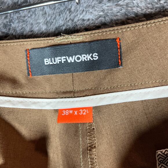 Bluffworks Original Pants Mens 38x32 Brown Performance Relaxed Fit Adult Chino - Picture 3 of 9
